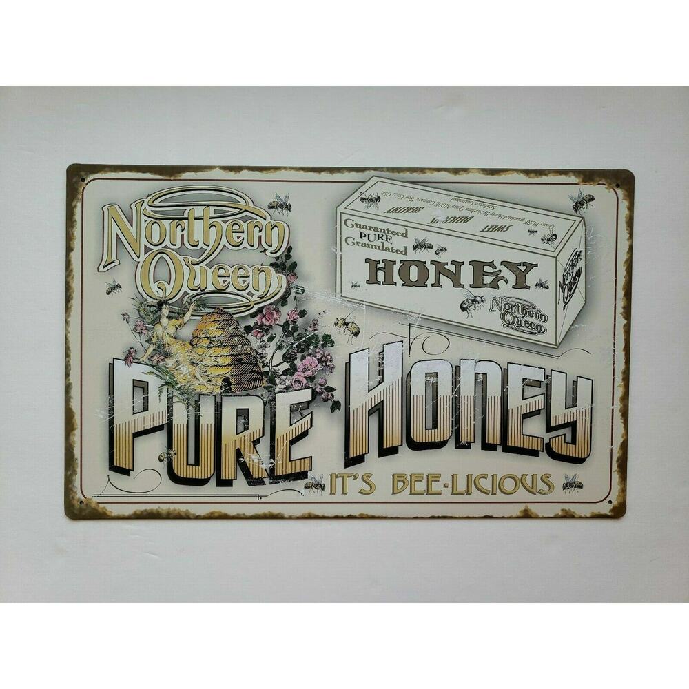 Northern Queen Pure Honey Ohio Wholesale‎ Inc 16x10 Rustic Retro Metal Signs